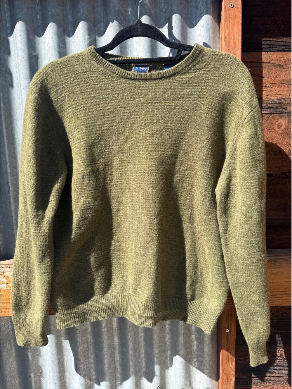 T. Harris London Waffle Knit Textured Cashmere Crewneck Sweater, Army Green